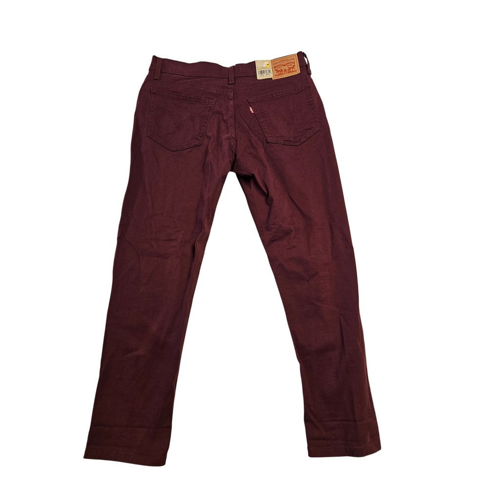 Levis Boyfriend Jeans‎ Womens 29x27 Burgundy Mid Rise Tapered Leg Maroon New